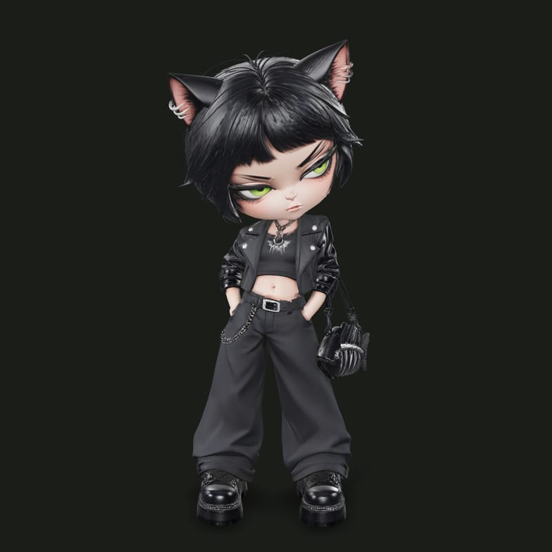 Goth Cat Girl Character